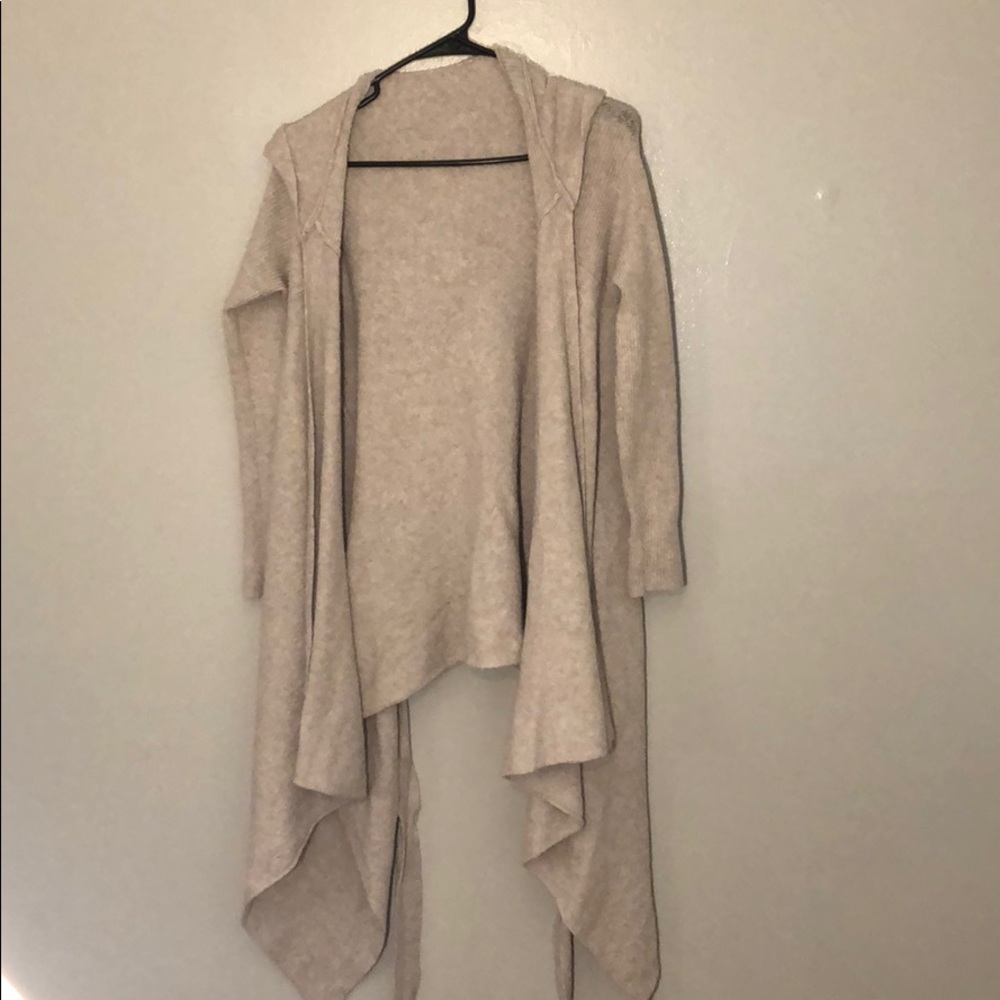 Free People Cotton/Wool Cardigan Large Hooded